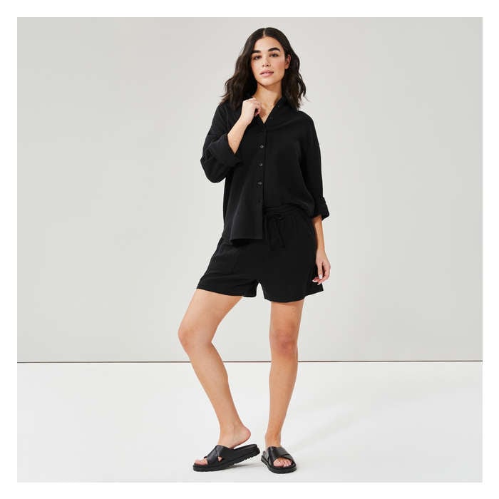 Women's Cotton Gauze High Rise Short